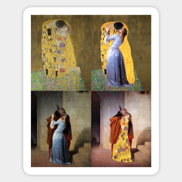 Klimt & Hayez kiss pop art Sticker by Illusory contours